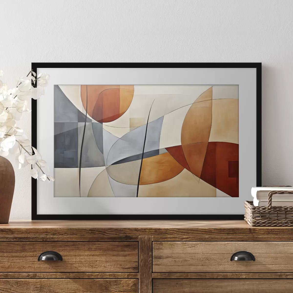 Poster Curvas en naranja y azul f37285