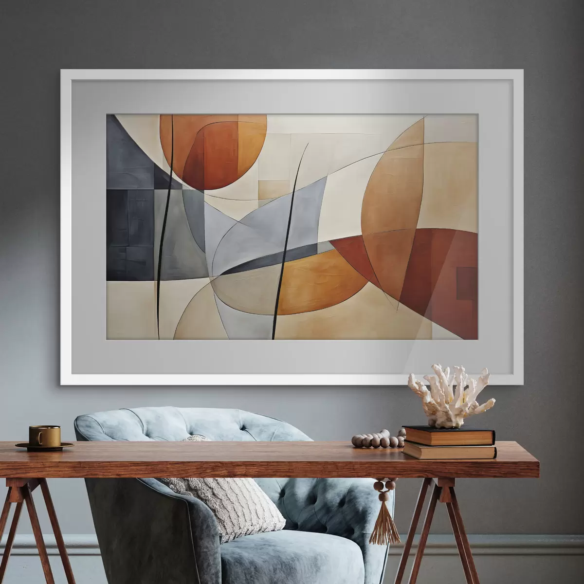 Poster Curvas en naranja y azul f37285