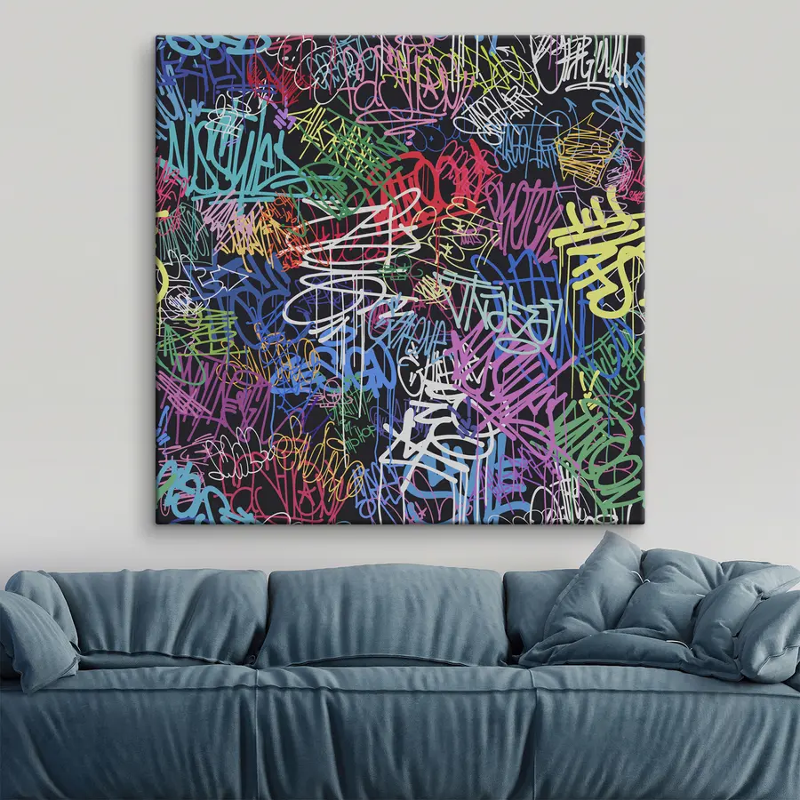 murales de pared Vibrante caos de colores y palabras s37150