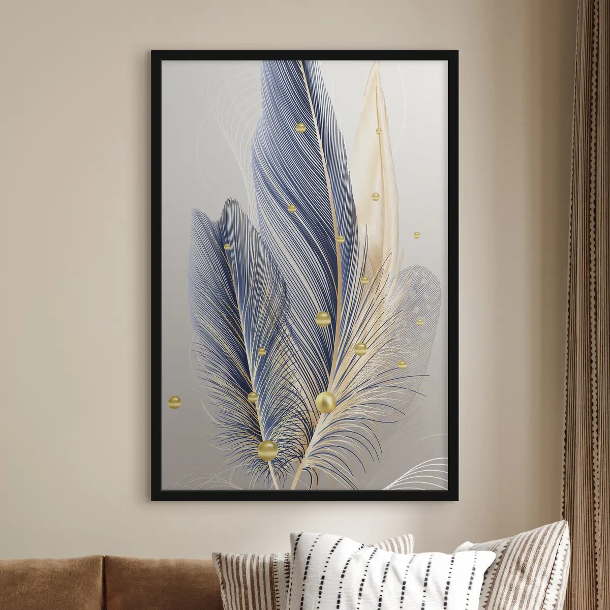 Poster Plumas elegantes con delicadas esferas f36325