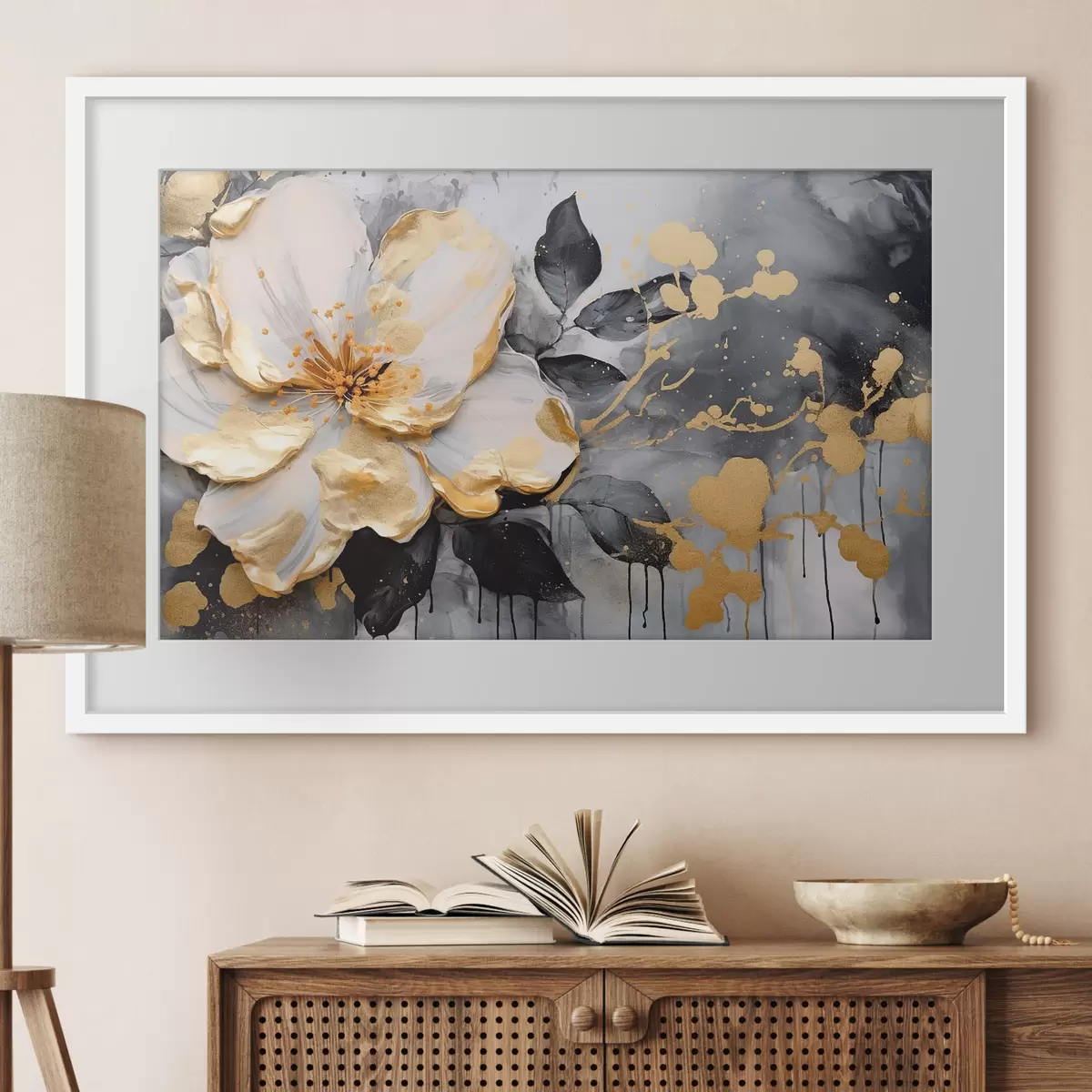 Poster Elegante diseño floral con tonos contrastantes f35528