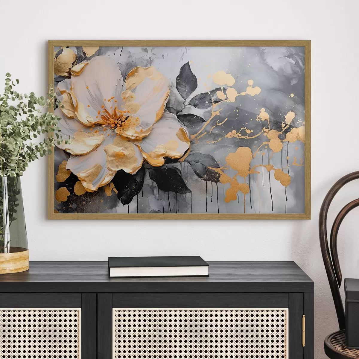 Poster Elegante diseño floral con tonos contrastantes f35528