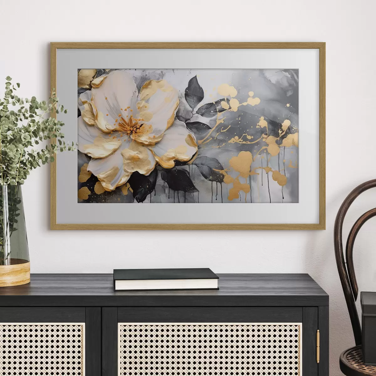 Poster Elegante diseño floral con tonos contrastantes f35528