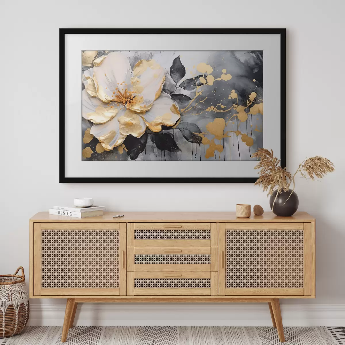 Poster Elegante diseño floral con tonos contrastantes f35528