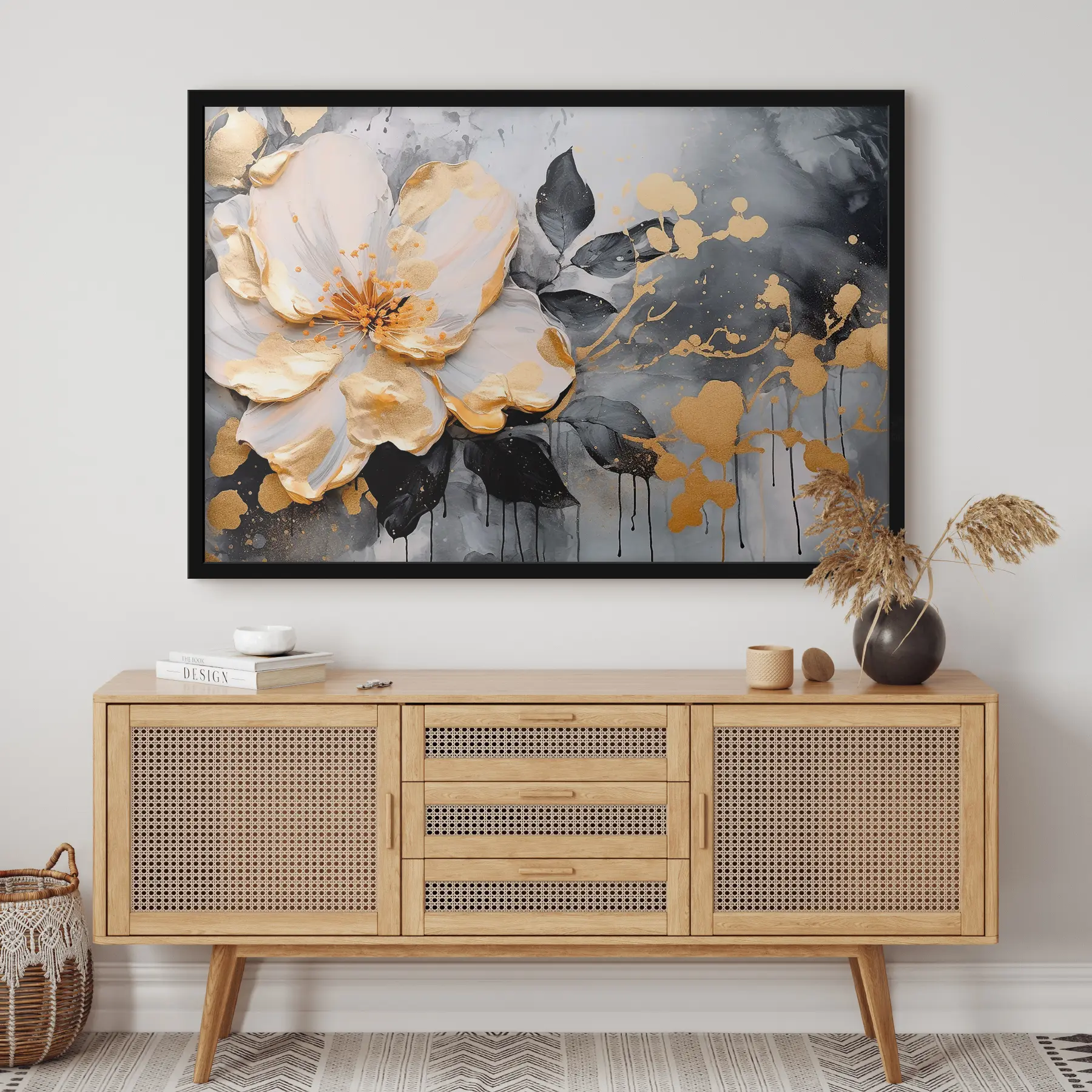 murales de pared Elegante diseño floral con tonos contrastantes. f35528