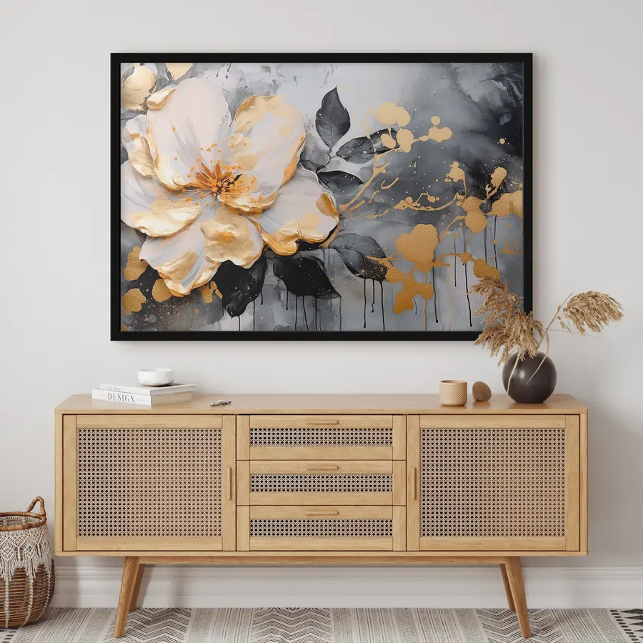 murales de pared Elegante diseño floral con tonos contrastantes. f35528