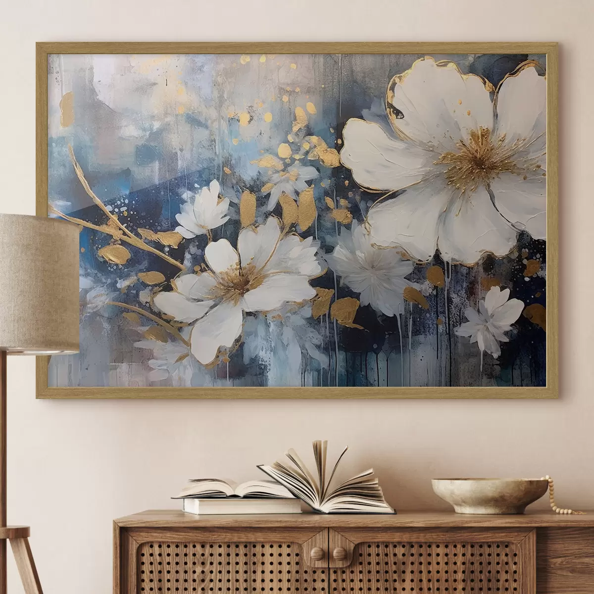 Poster Flores blancas, silencio azul f35526