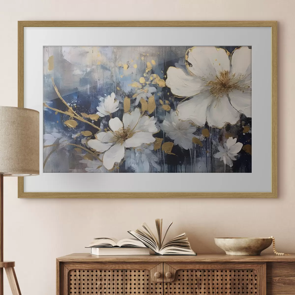 Poster Flores blancas, silencio azul f35526