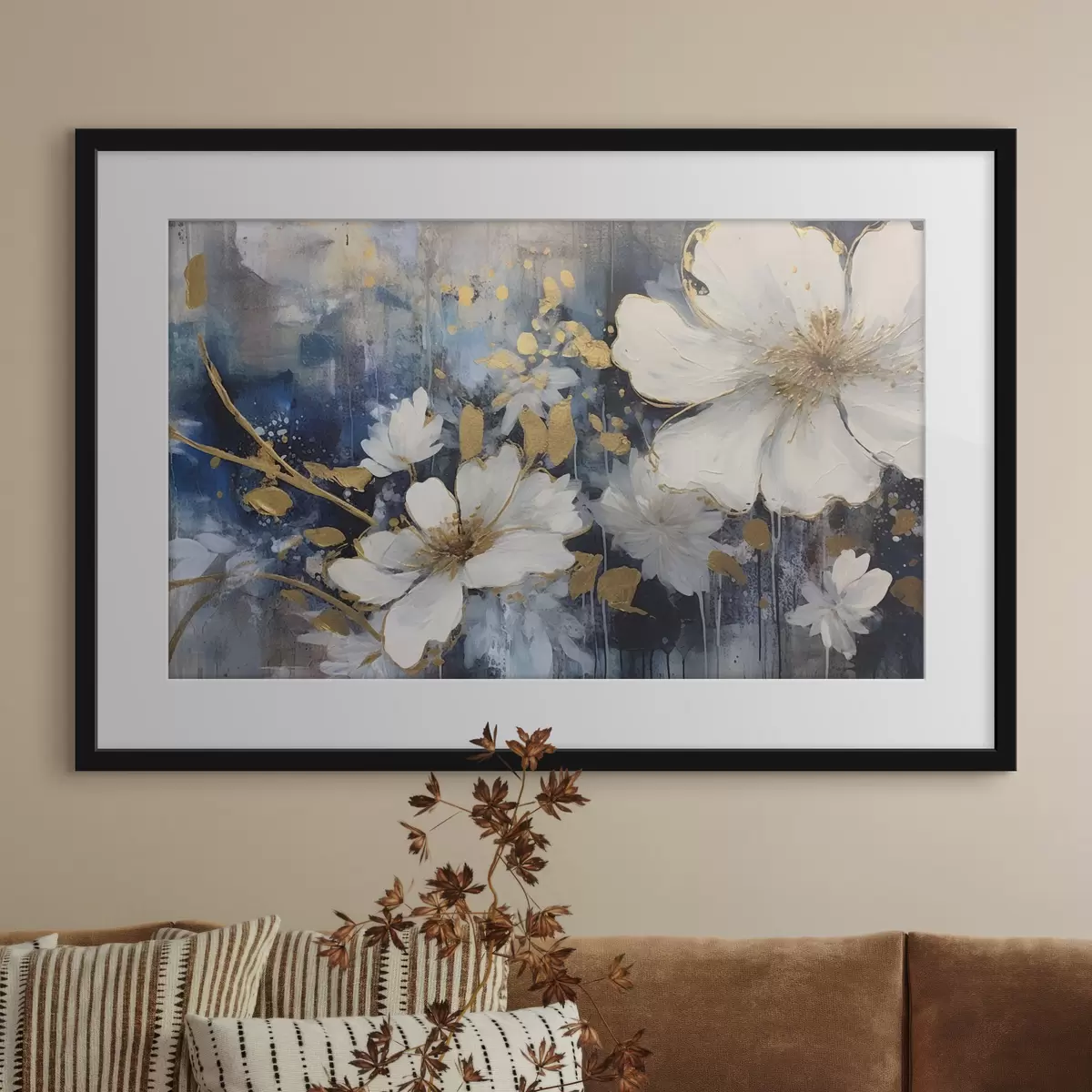 Poster Flores blancas, silencio azul f35526