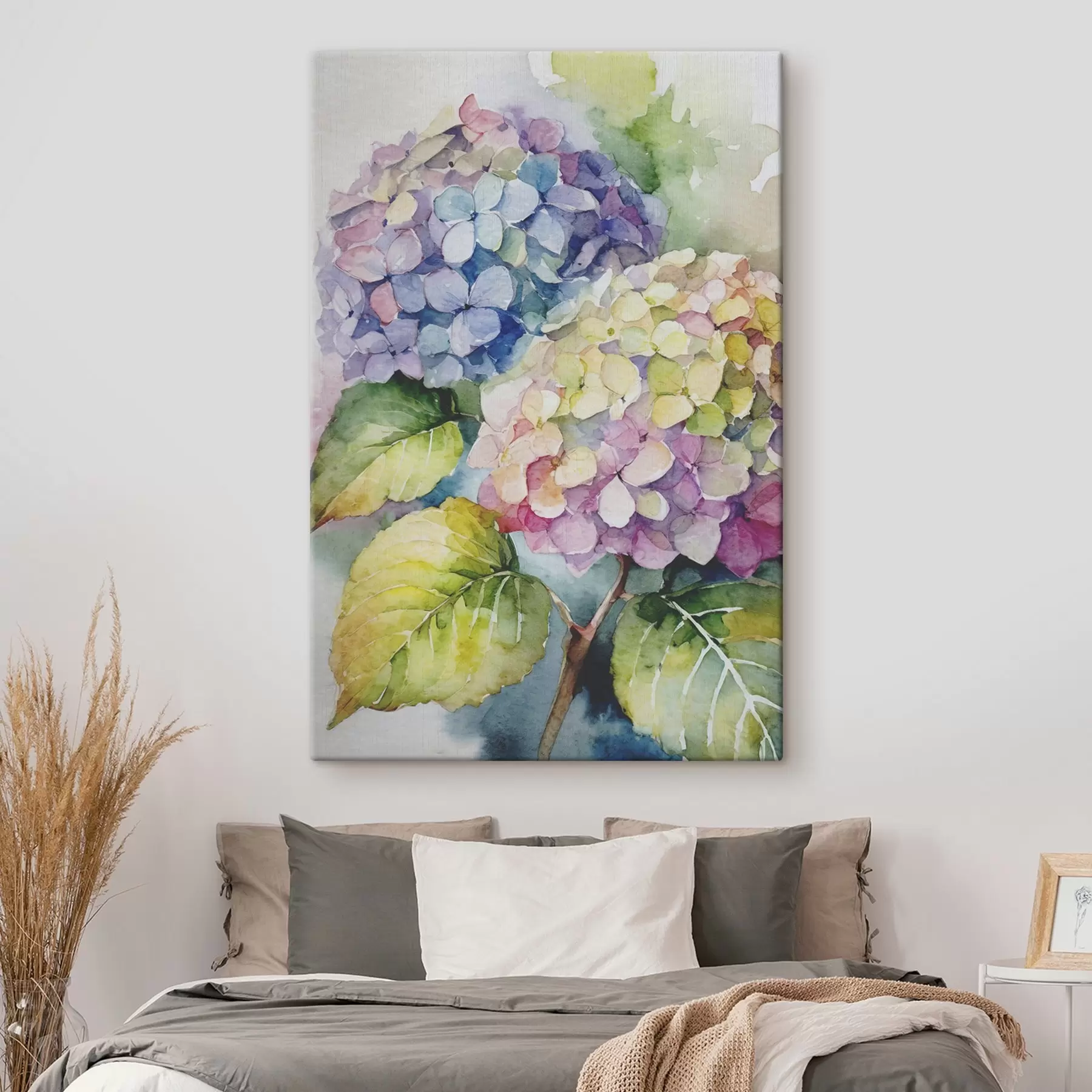 murales de pared Hortensias vibrantes en suaves tonos de acuarela s37342