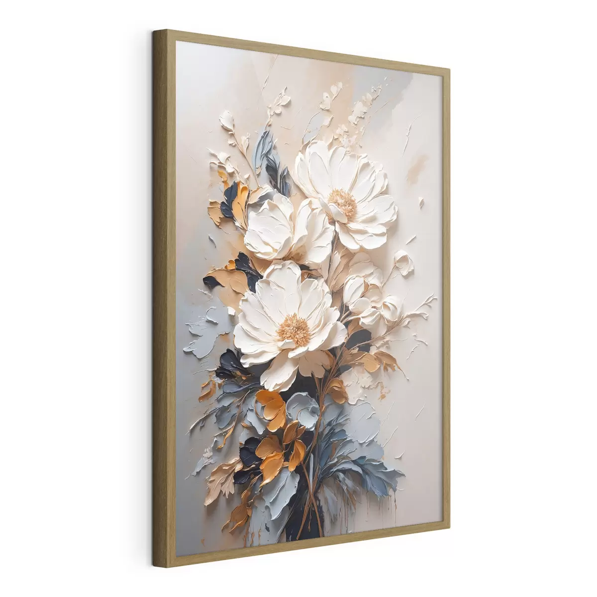 Poster Flores marfil y hojas oscuras f37327