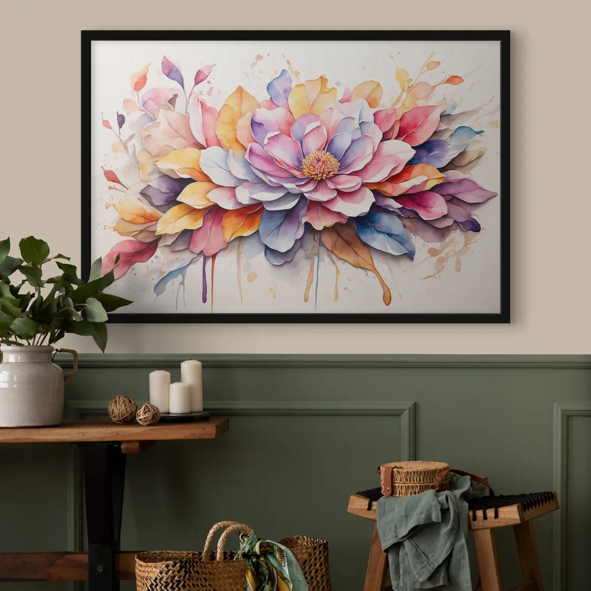 Poster Flores vibrantes en suaves tonos pastel f37333