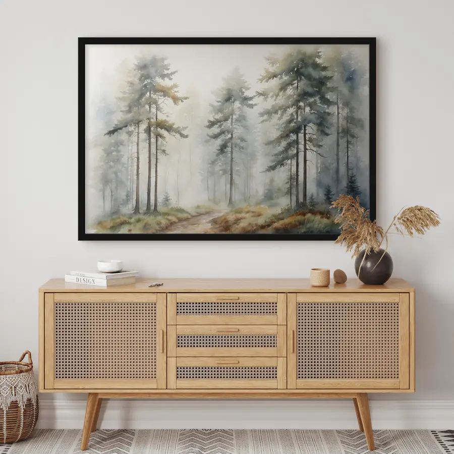 murales de pared El brumoso sendero del bosque invita a la exploración. f37338