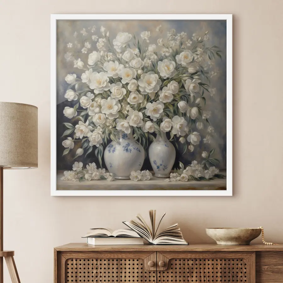 murales de pared Elegantes flores en encantadores jarrones f37440
