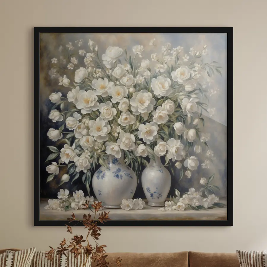 murales de pared Elegantes flores en encantadores jarrones f37440