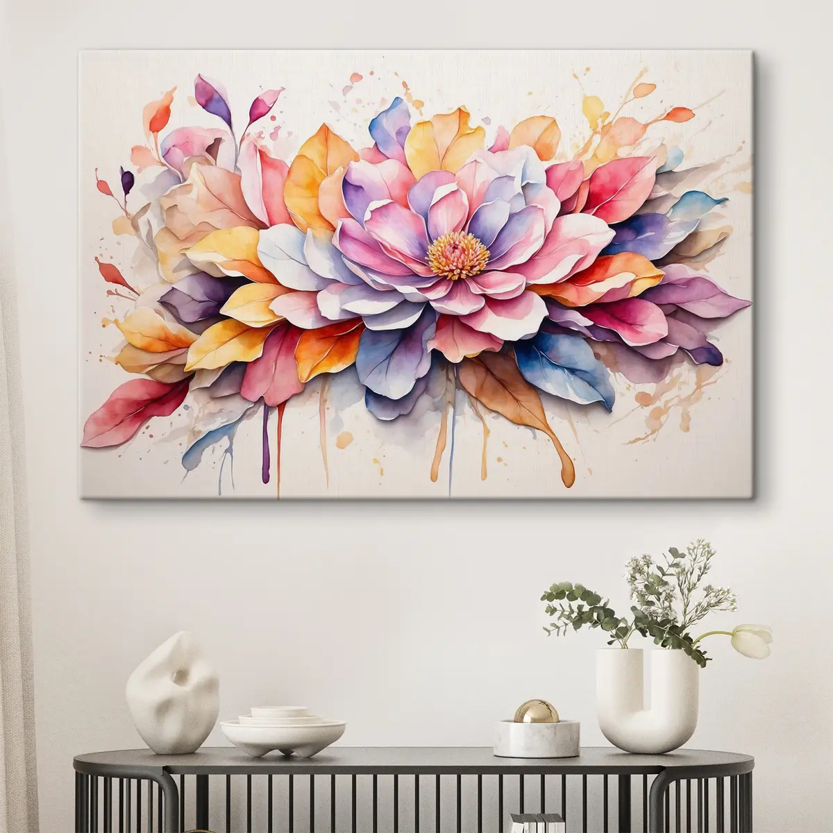 murales de pared Pétalos vibrantes en elegancia de acuarela s37333