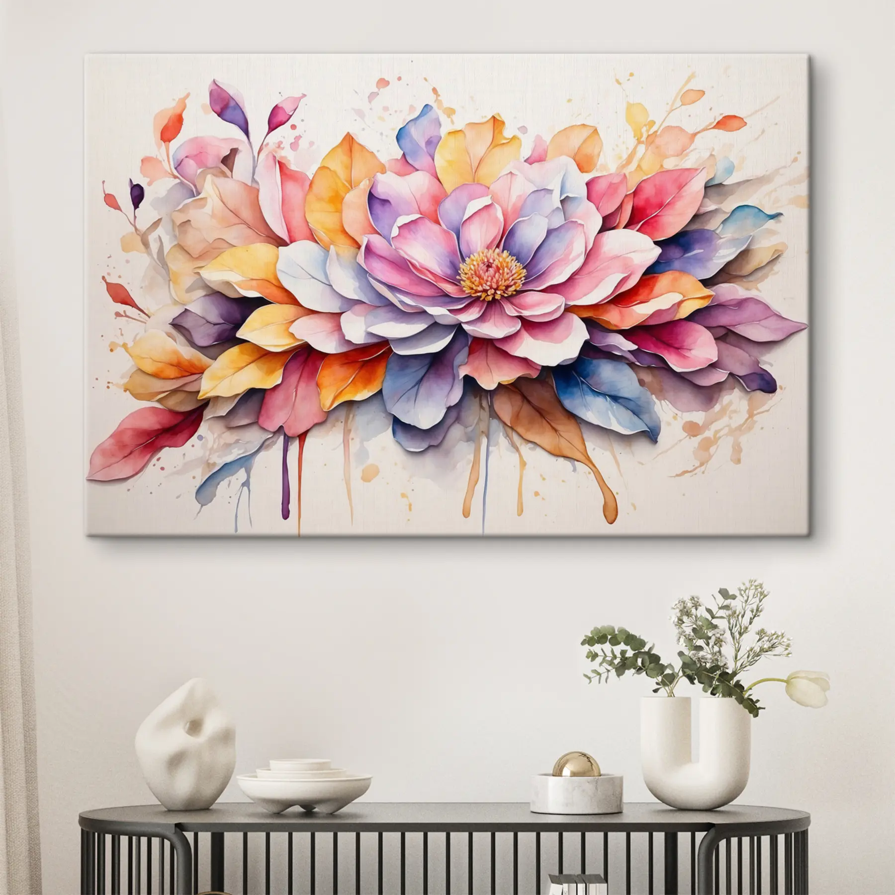 murales de pared Pétalos vibrantes en elegancia de acuarela s37333