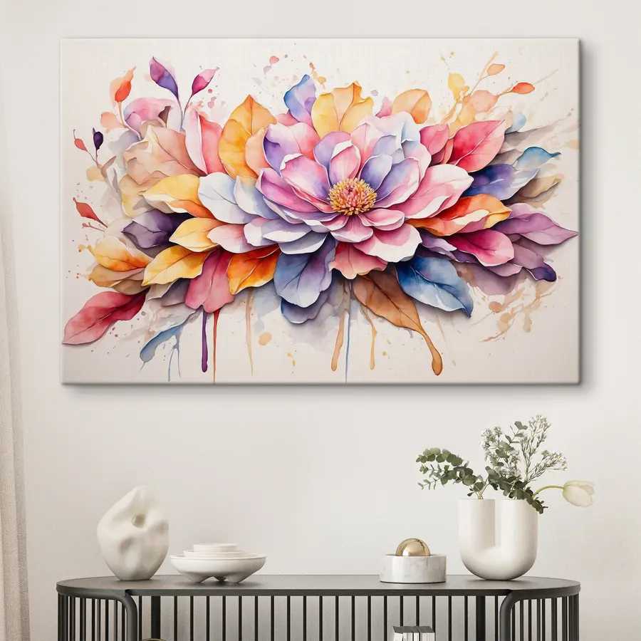 murales de pared Pétalos vibrantes en elegancia de acuarela s37333