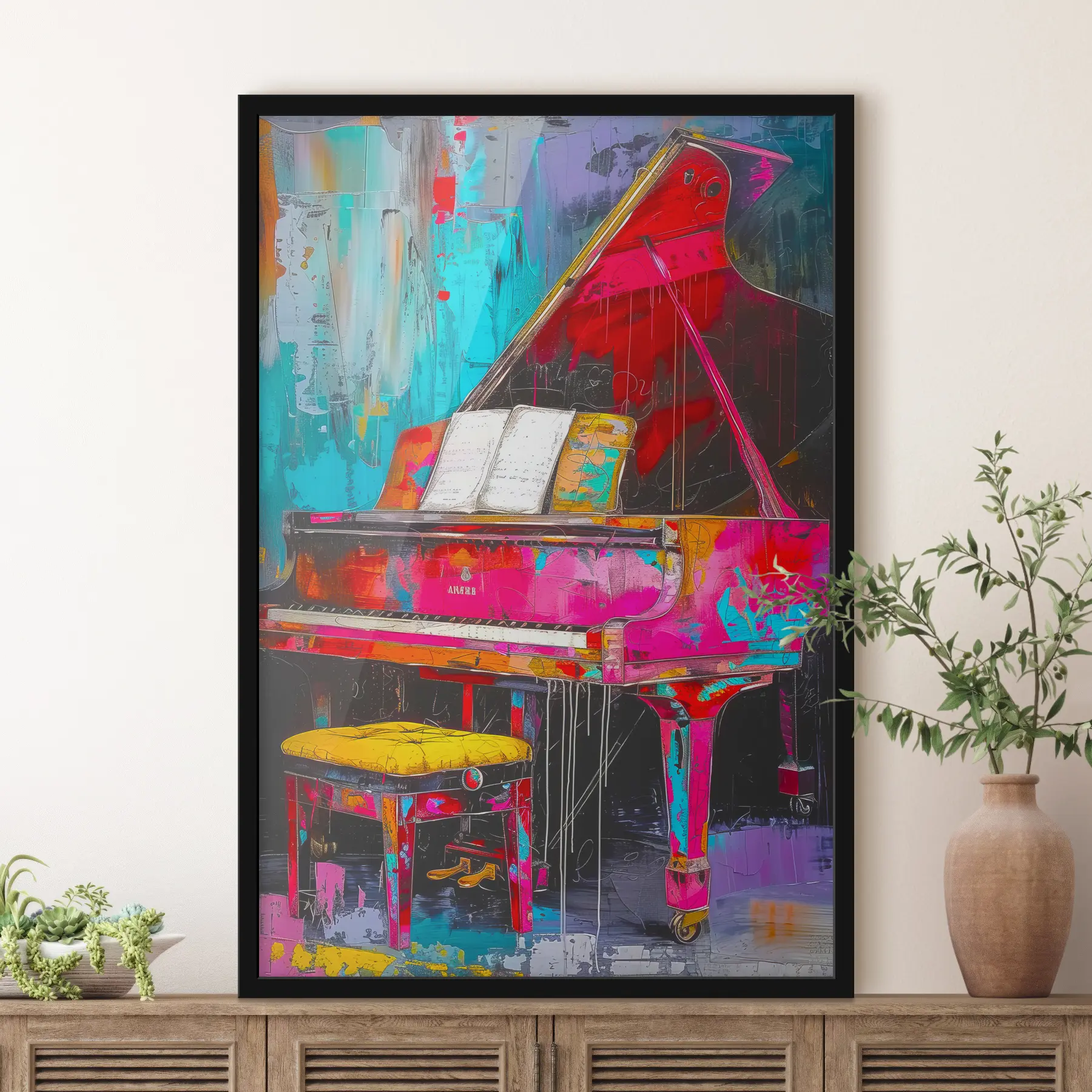 murales de pared Un piano vibrante aguarda bellas melodías f37458