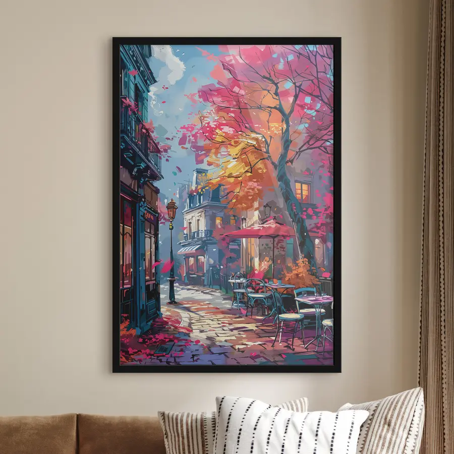 murales de pared Una encantadora escena otoñal se despliega maravillosamente en la calle. f37459