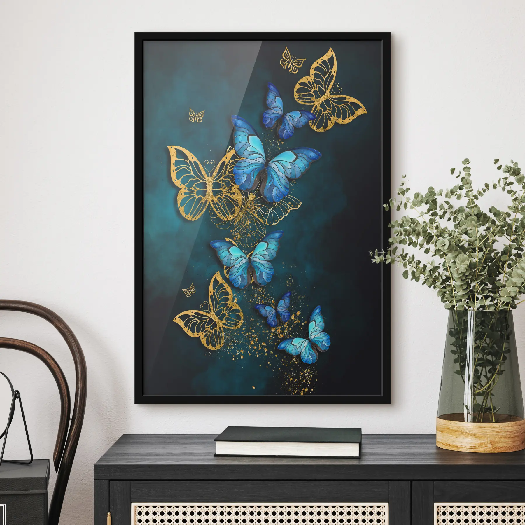 murales de pared Elegantes mariposas en tonos vibrantes f37483