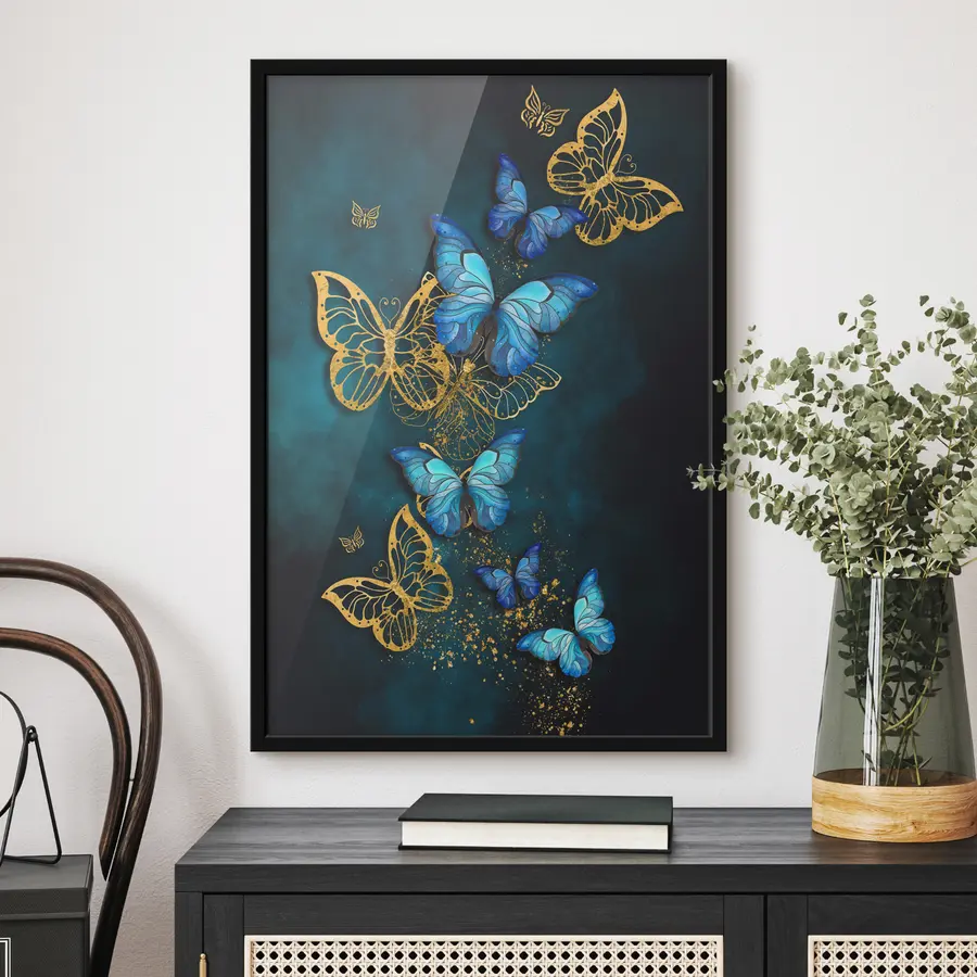 murales de pared Elegantes mariposas en tonos vibrantes f37483