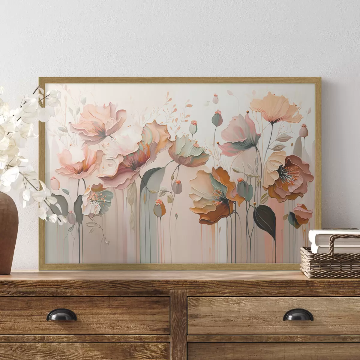 Poster Un vals de flores rosas f37538