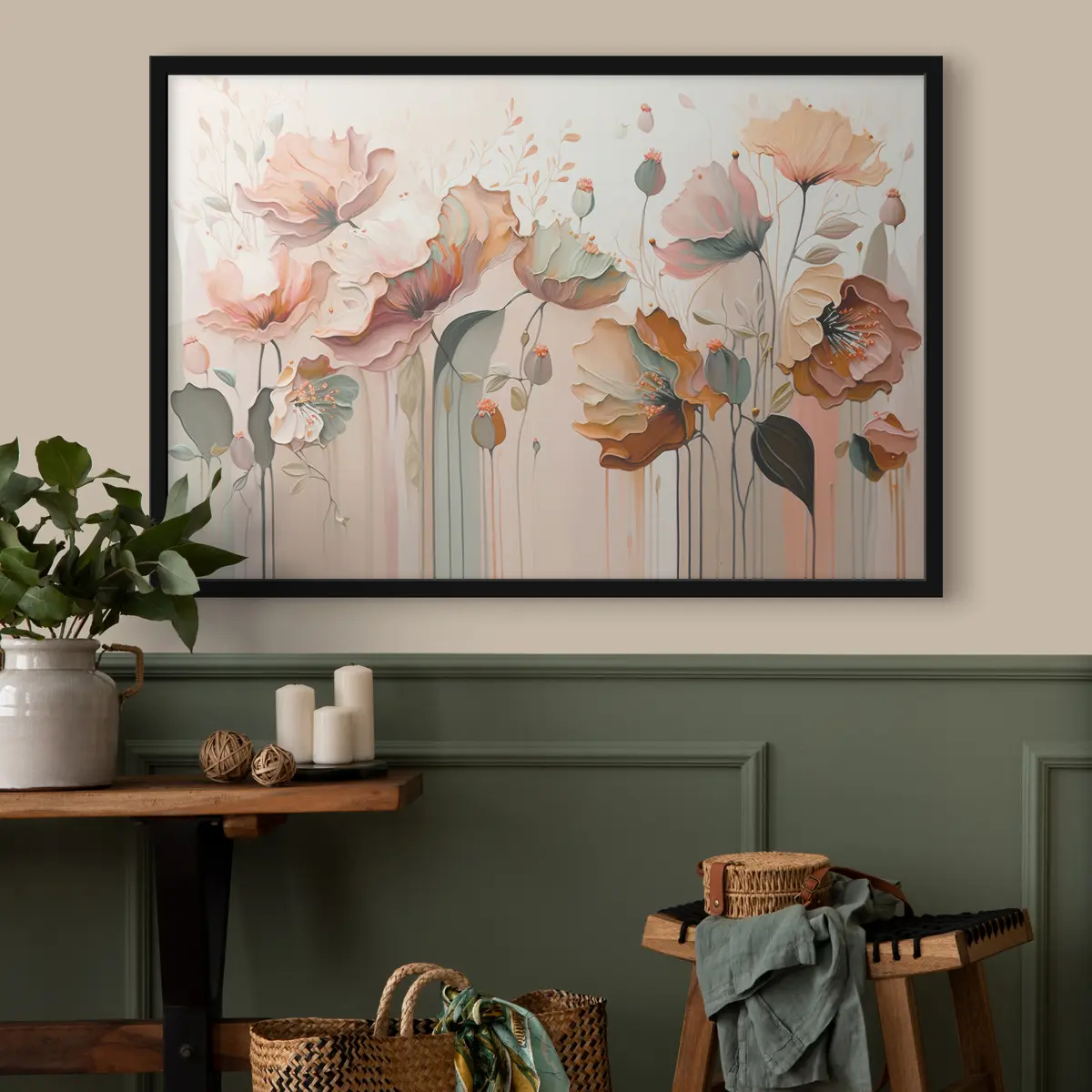 Poster Elegantes flores en suaves tonos pastel f37538