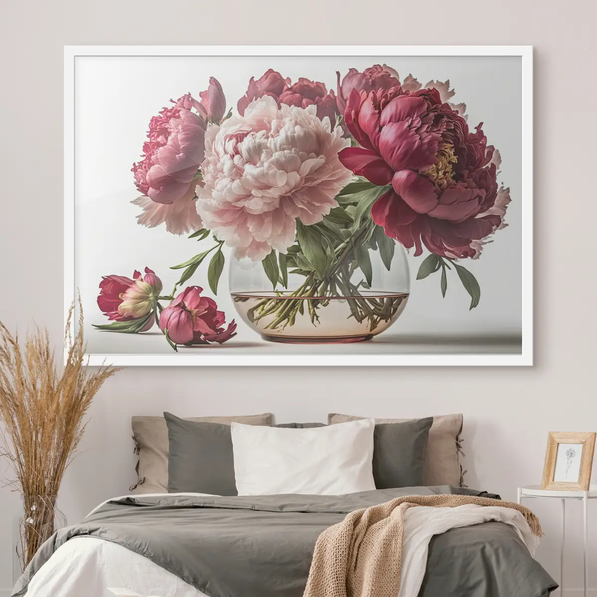 Poster Vibrantes peonías en un elegante arreglo floral en jarrón. f37549